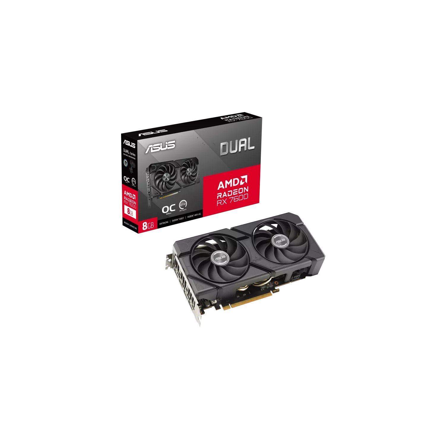 Placa De Video Asus Amd Dual Rx7600 O8G Evo