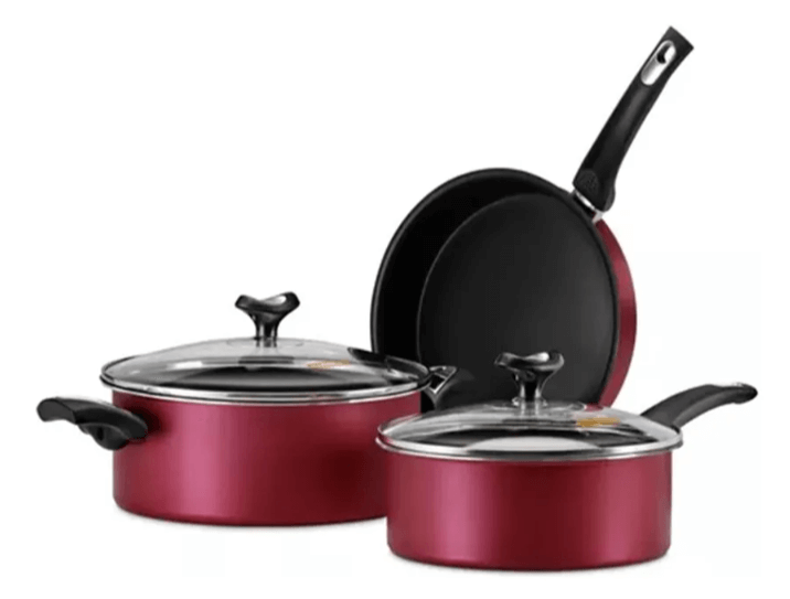 Set 5 Piezas Marmicoc -Sabores (Cacerola Ctapa 24Cm Olla Ctapa 20Cm Sarten 24Cm) Negronegro