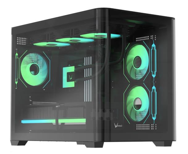 Gabinete Gamer Formula V Line Crystal U2M Floe Black Sin Controladores Rgb (Matx 3 Fans Floe 12Bk A