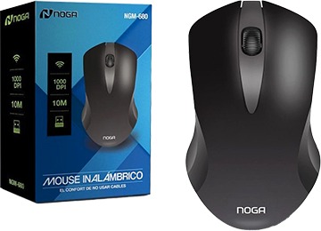 Mouse Noganet Ngm-680 Inalámbrico 1000Dpi 10Mt Óptico Negro