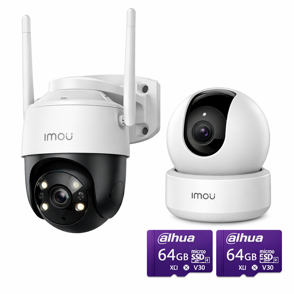 Kit Imou Camaras Seguridad Wifi Interior Dk2 + Exterior Cruiser + Sd 64Gb