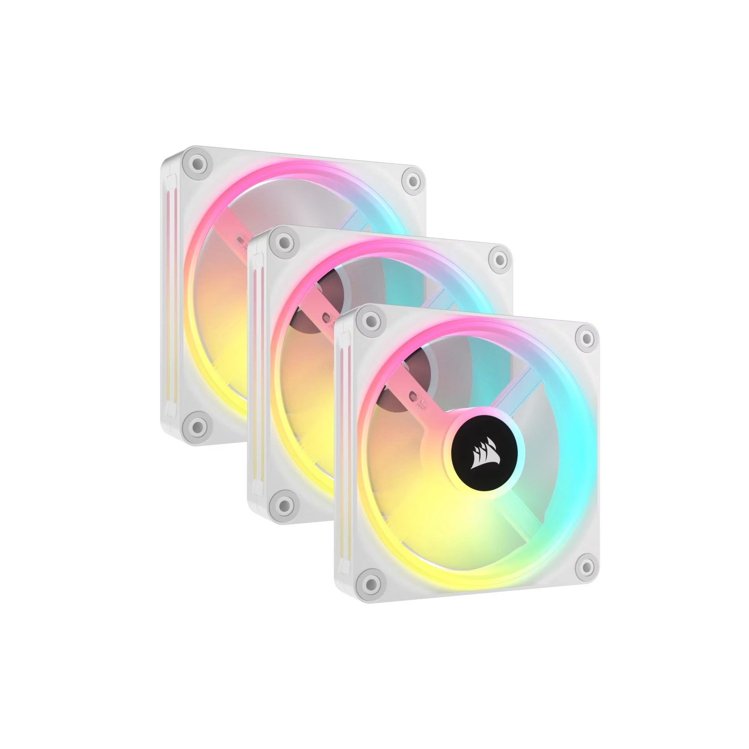 Kit De Ventiladores Corsair Pwm De 120 Mm Qx120 Rgb X3 Blanco Con Icue Link