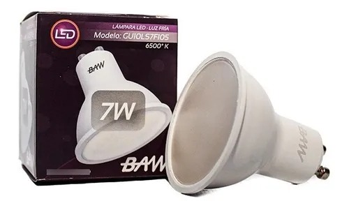 Baw Dicroica Lámpara Gu10 7W Luz Frío 6500K Dimerizable 105° 