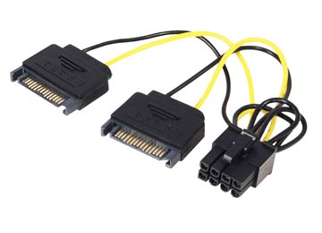 CABLE DE FUENTE ADAPTADOR 2 SATA A 8 PINES PCI-E PLACAS DE VIDEO (SI NO TIENE LA FUENTE ADECUADA NO SE RECOMIENDA) TP12724