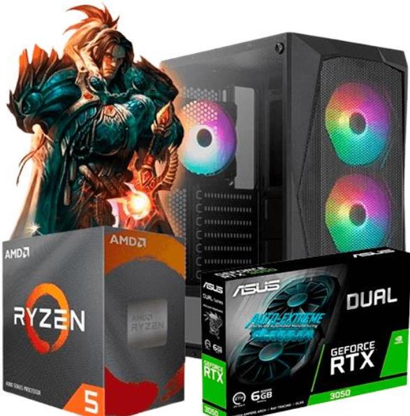 Pc Gamer Aerocool Ryzen 5 5500 Rtx 3050 16Gb Ssd 480 Gb Sin Sistema (600W 80 Bronze)