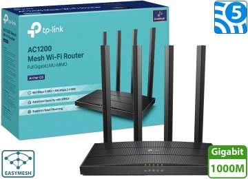 Router Wifi Tp-Link Archer C6 V4 Ac1200 Gigabit Dual Band 1 Wan Gigabit 4 Lan Gigabit 2.4Ghz 300Mpbs 5Ghz 867 Mpbs - Easymesh