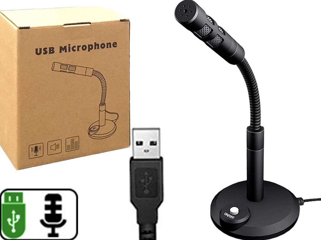 Microfono Usb 1.5Mts Boton On/Off Brazo Flexible No Requiere Drivers Plug & Play