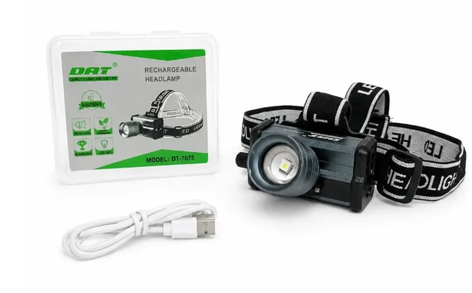 Linterna Minero Con Zoom Metalica Con Bateria Recargable Vincha