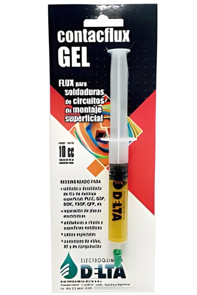Flux Delta Contacflux Gel En Jeringa 10Cc Para Circuitos De Montaje Superficial