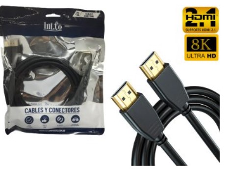 Cable Hdmi 2 Mts Intco 2.1V 8K 60Hz 4K 120Hz 48Gps