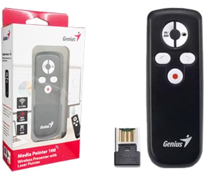 Puntero Presentador Digital Genius Media Pointer 100 Inalambrico - Laser Rojo