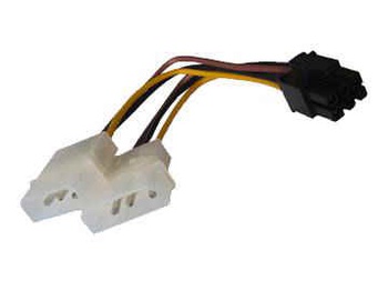 [2779] CABLE DE FUENTE ADAPTADOR 2 MOLEX A 6 PINES PCI-E PLACAS DE VIDEO PCI-E TP-1876