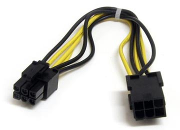 CABLE ALARGUE FUENTE 6 PINES 10CM - PCI-E PLACAS DE VIDEO (SI NO TIENE LA FUENTE ADECUADA NO SE RECOMIENDA)