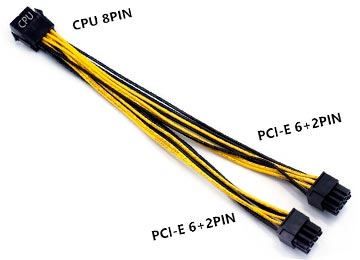 CABLE DE FUENTE ADAPTADOR 8 PINES CPU A 2 PINES 6+2 PINES PCI-E PLACAS DE VIDEO (LEER BIEN LA DESCRIPCION SI NO TIENE LA FUENTE ADECUADA NO SE RECOMIENDA)