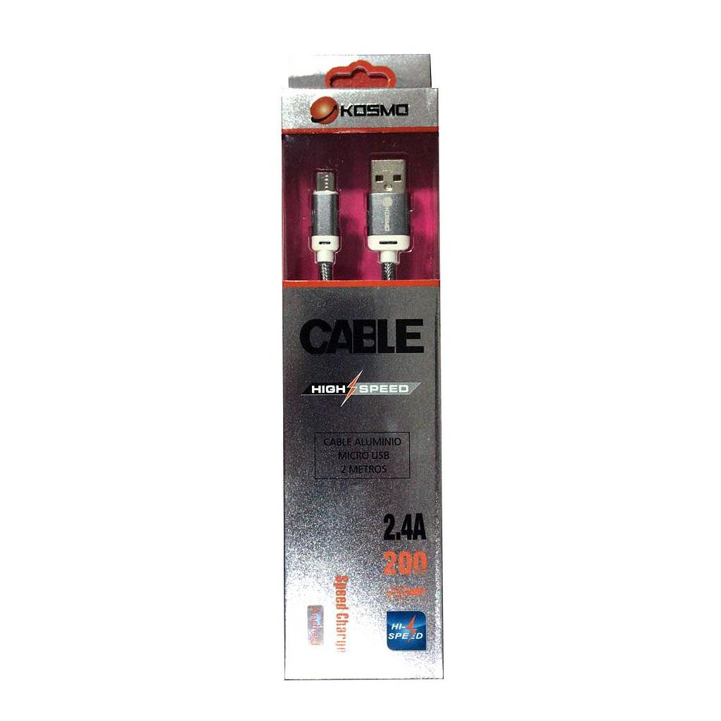 Cable Micro Usb Kosmo Nylon / Aluminio - 2Mts. - 3.0A