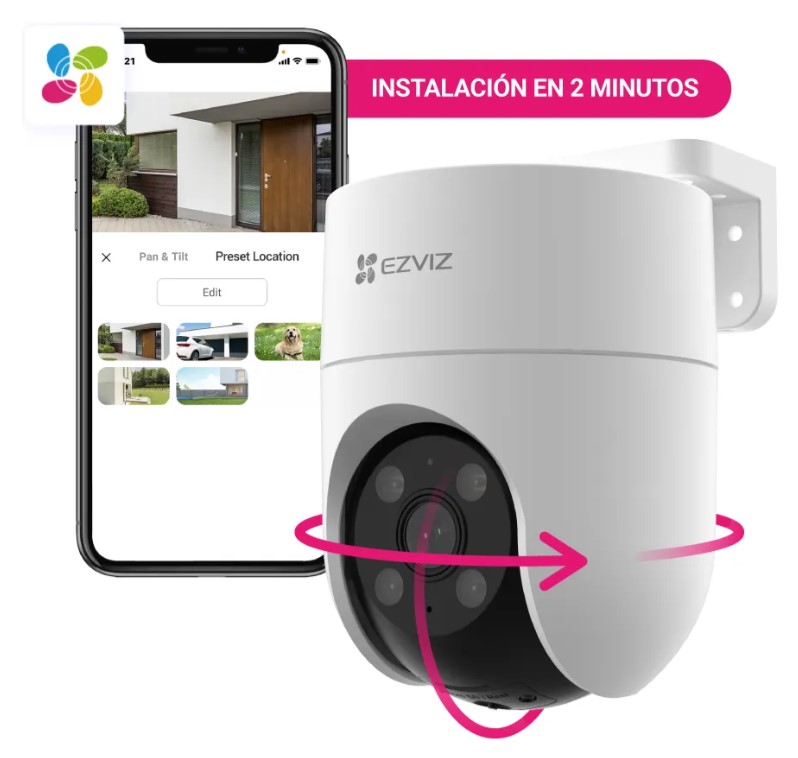 Ezviz Cs-H8C Pro-R200-1K3Wkfl 2K - Cámara Ip Ptz Wifi 3Mpx Mic Audio Color Vu Giratoria Exterior 2K 