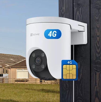 Ezviz H8C 3Mpx 4G R200-1K3Kfl4Ga Nano Sim 4G Ptz Movimiento Color Vu 2K + Rj45 + Soporte