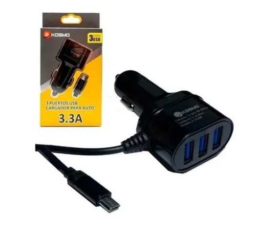 KOSMO CARGADOR 12V 3.3A CABLE MICRO USB + 3 USB