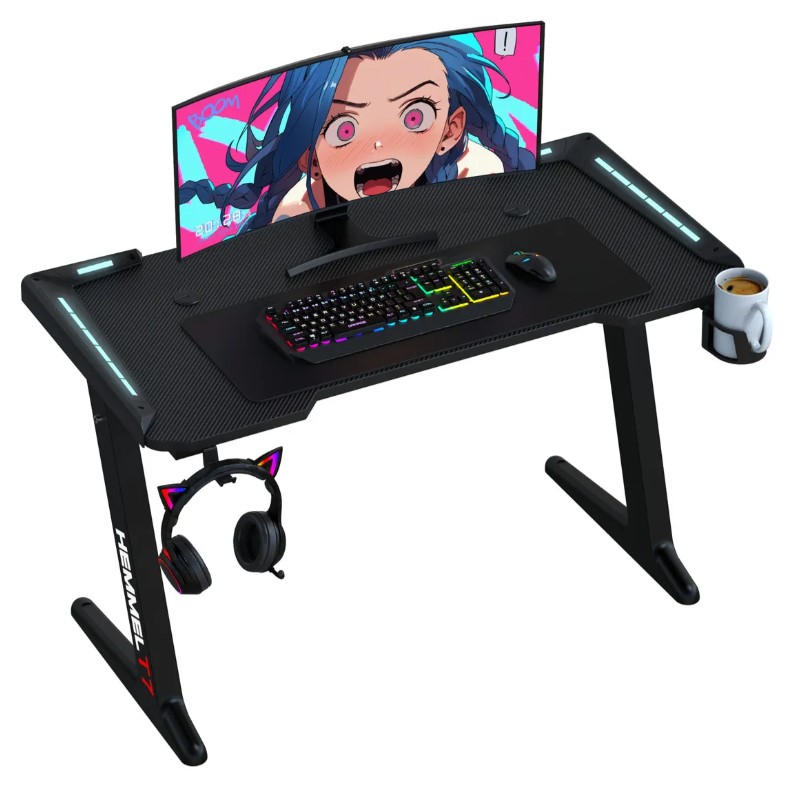 Gtc Gtc-002 Gta Mueble Escritorio Gamer Iluminacion Led Rgb 120Cm X 73Cm X 60Cm + De Regalo Teclado Mouse Auricular Pad Mouse