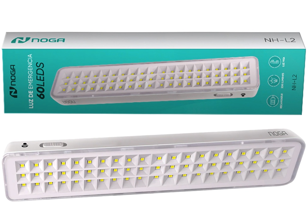 Luz De Emergencia Noganet Nh-L2 60 Leds 6W 300 Lumenes Autonomia 3 A 6 Hs Luz Blanca Fria 