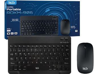 Kit Teclado + Mouse Intco Rdkm-906 Slim Teclado Recargable Mouse Slim 1600 Dpi 2Xaaa(No Incluidas) Bt Negro