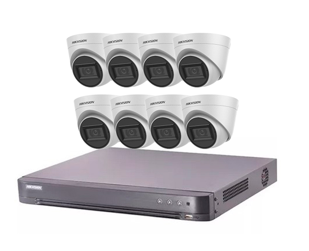 COMBO KIT SEGURIDAD HIKVISION DVR 8 FULL HD + 8 DOMO PLASTICO 2MPX