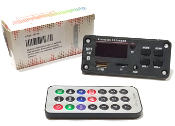 Modulo Reproductor 12V Mp3 Fm Usb Microsd Bluetooth Amplificador 2X25W 50W Con Control Remoto Y Display - Control No Incluye Pila Cr2025