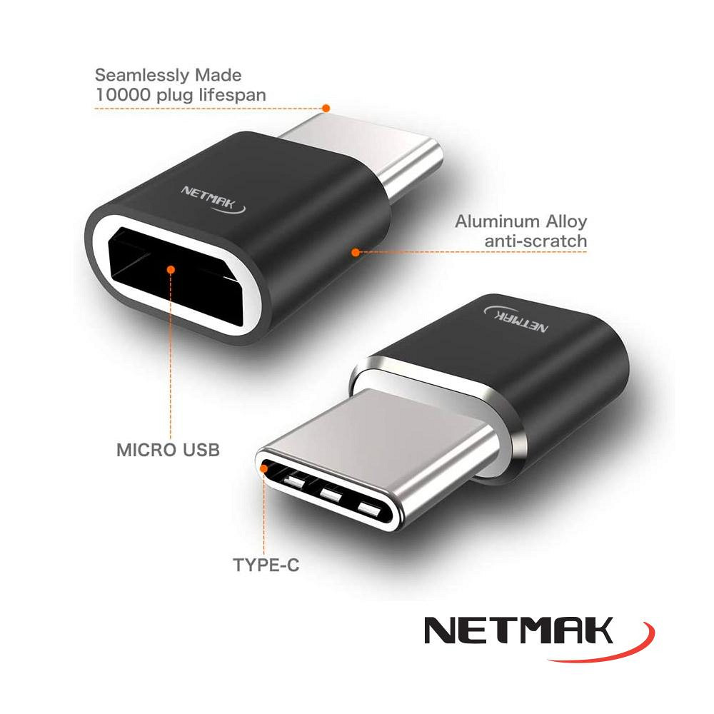 Netmak Nm-C103 Adaptador Tipo C Macho A Micro Usb Hembra