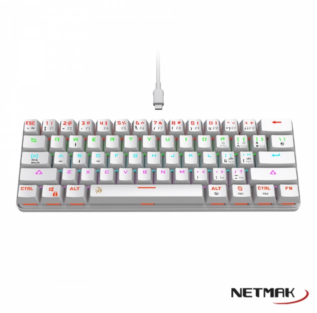 Netmak Nm-Dominate Teclado Gamer Mecanico 60% Blanco