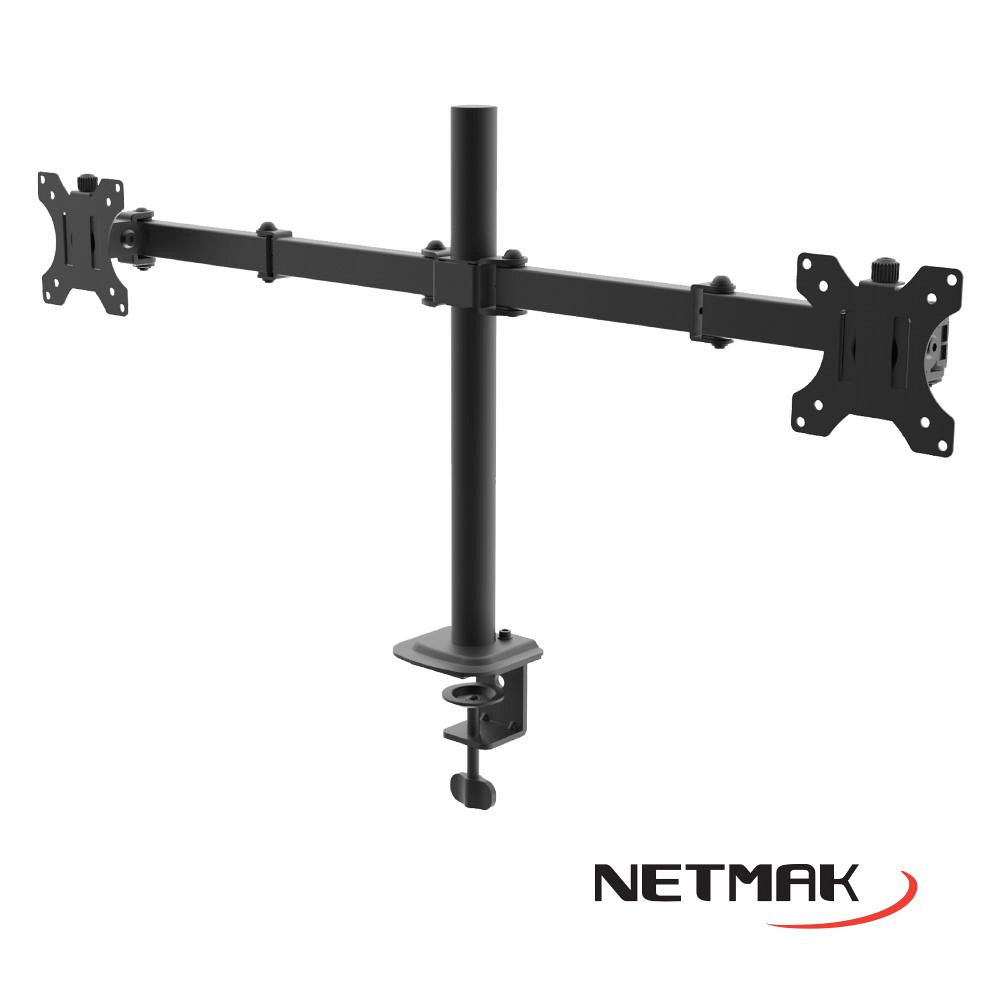 Netmak Nm-St18 - Soporte Doble Tv Monitor 10" A 30" Movil Agarre C