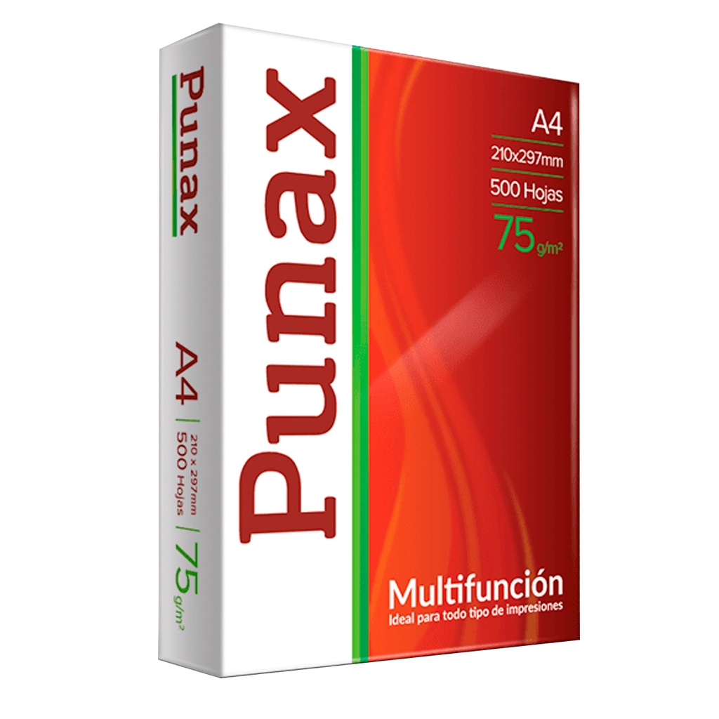 PUNAX - RESMA DE PAPEL 500 HOJAS A4 DE 75 GRS MULTIFUNCION