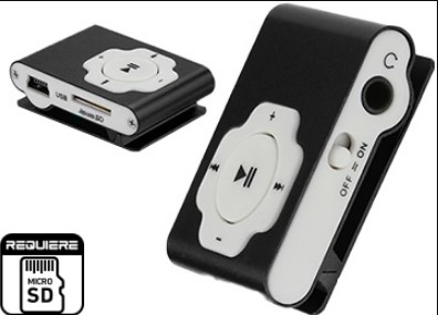 REPRODUCTOR MP3 SHUFFLE MICROSD SIN MEMORIA SIN DISPLAY - NO INCLUYE CABLE MINIUSB DE CARGA