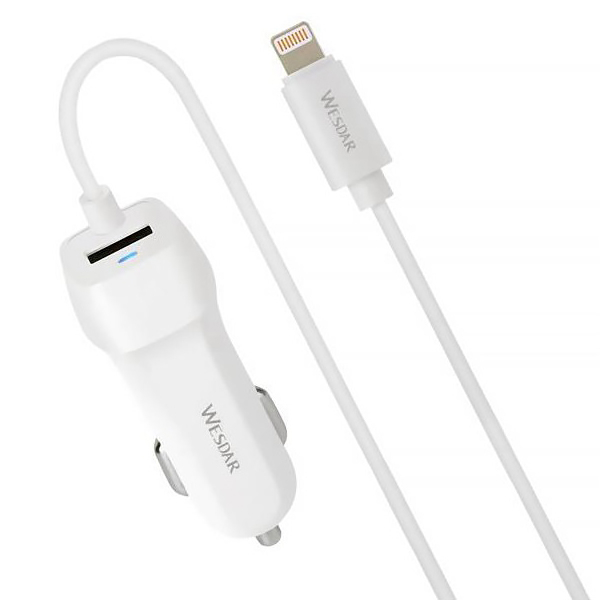 Wesdar Cargador Celular 12V Usb Wd-U13-L + Cable Iphone Lightning 5V 2.4A