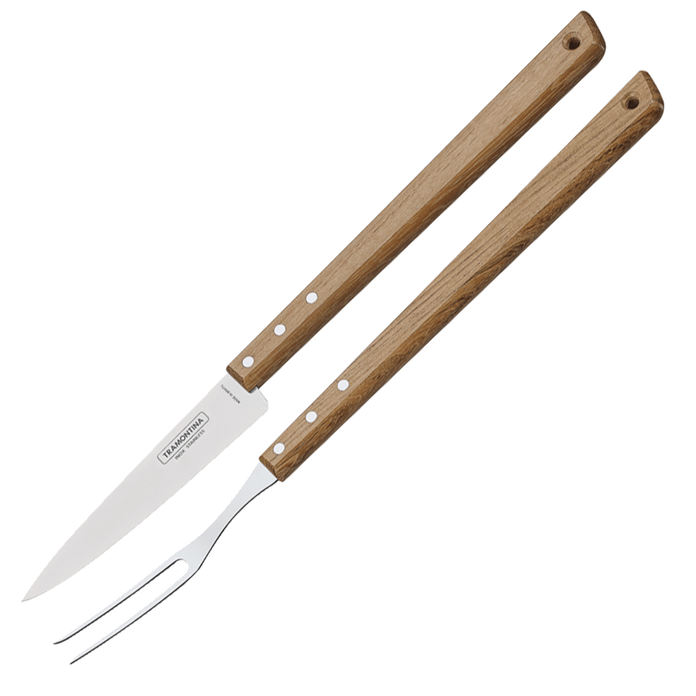 TRAMONTINA PAMPA 26499/037 - JUEGO DE TENEDOR Y CUCHILLO PARRILLEROS PARA ASADO 46CM