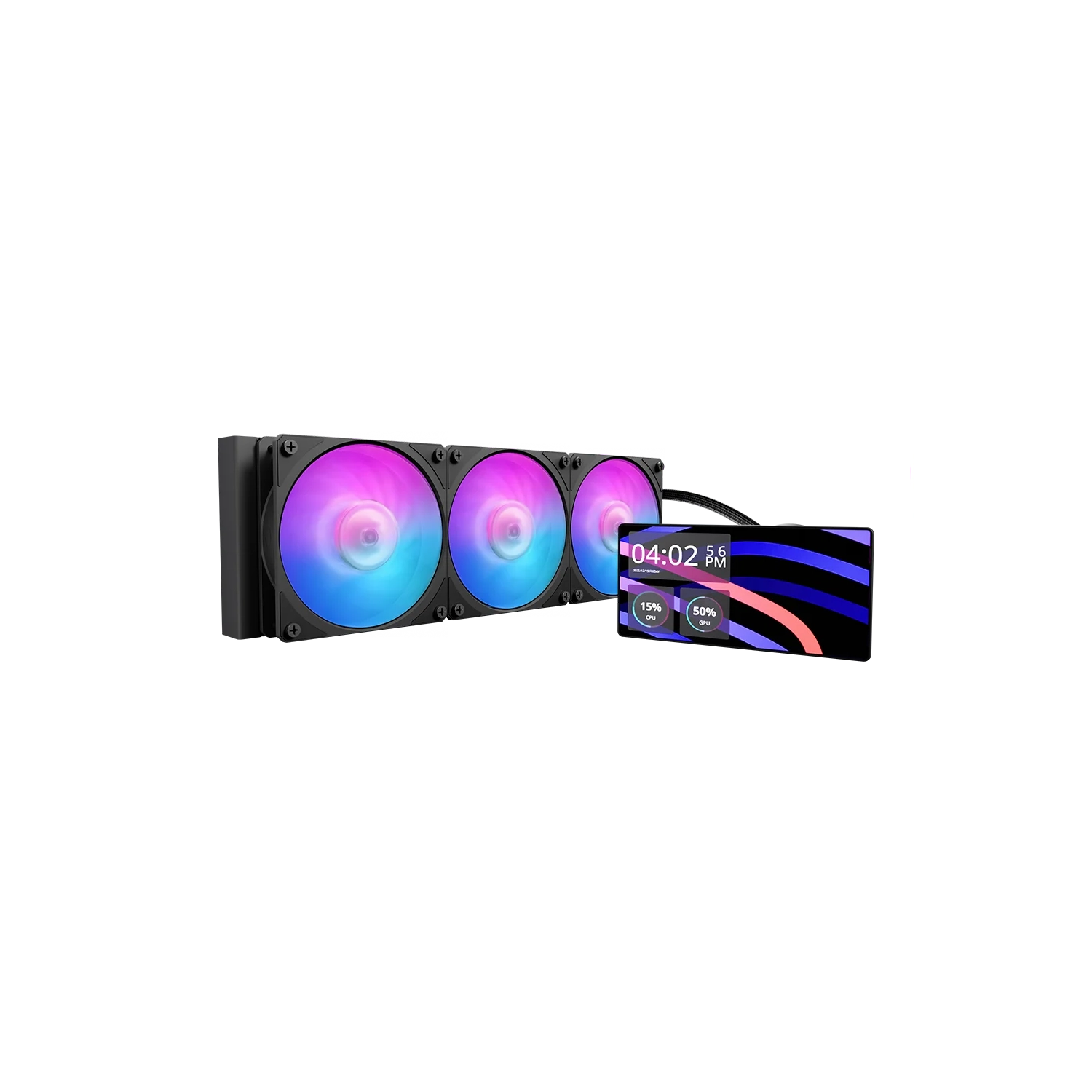 Water Cooler Cooler Master Masterliquid Core Lcd 6" 360 3 Fans 120Mm Argb Black