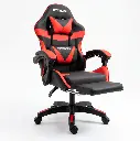 Silla Gamer Novohome Con Apoya Pies Negra Y Roja Gc1000