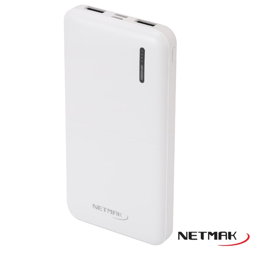 NETMAK NM-PB4-W POWER BANK CARGADOR PORTATIL 10000 MAH 2 USB / MICRO/TIPO C