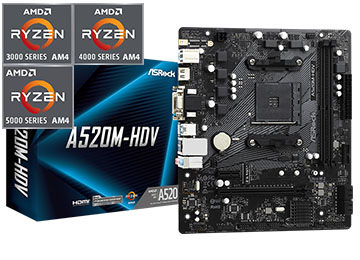 MOTHER ASROCK A520M-HDV HDMI VGA DVI-D 2XDDR4 1XPS2 6XUSB 1XPCIEX1 1XPCIEX16 4XSATA RJ45 7.1 1XM2 AMD AM4 RYZEN 3000 4000 5000 SERIE (NO COMPATIBLE CON RYZEN 3 3200G - RYZEN 5 3400G)