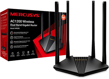 ROUTER WIFI MERCUSYS MR30G 2.4GHZ 5GHZ DUAL BAND 4 ANTENAS AC1200 MU-MIMO 3 PUERTOS RJ45 GIGABIT BY TP-LINK