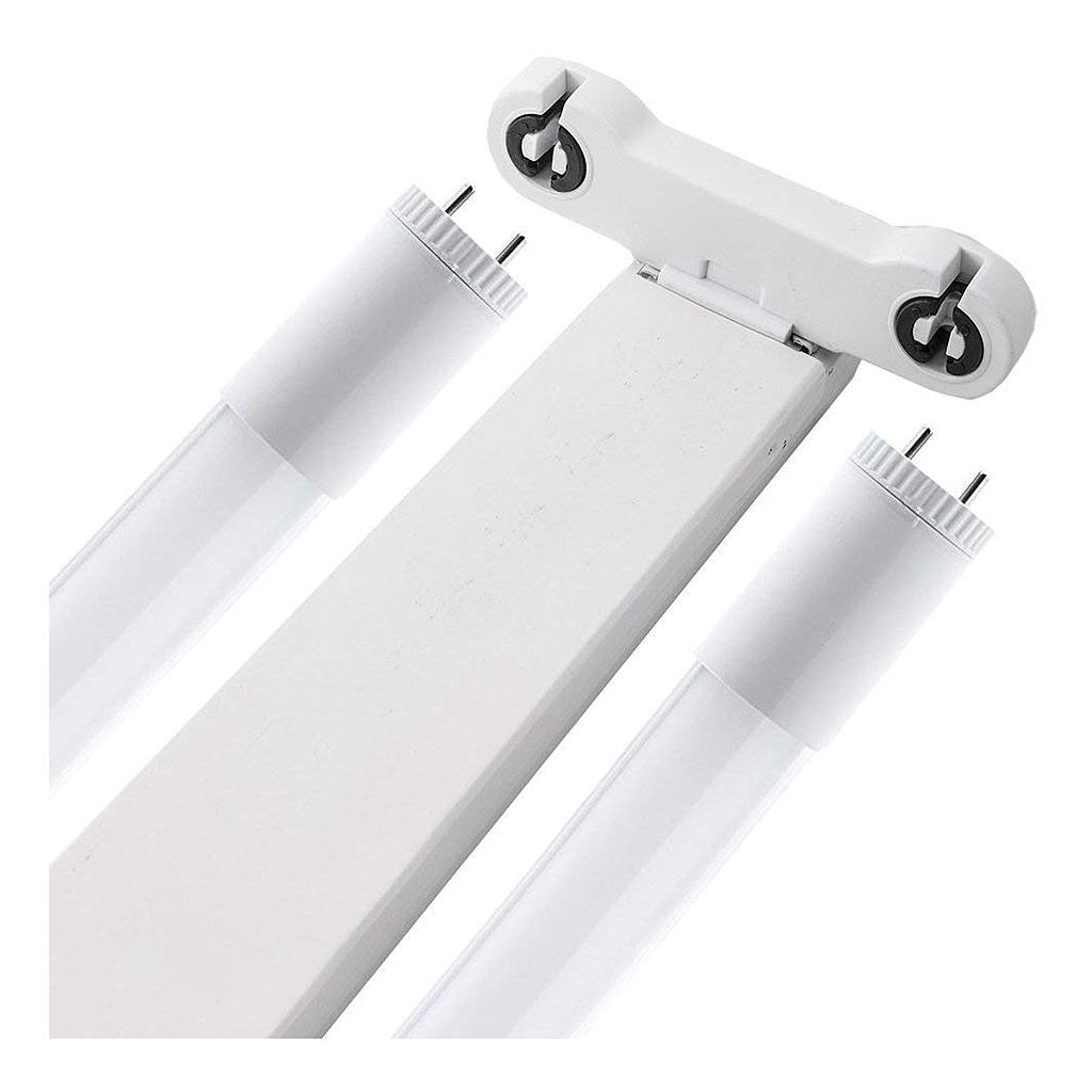 COMBO LISTON DOBLE + 2 TUBOS NANO LED FRIO 6500K 120CM BLANCO FRIO