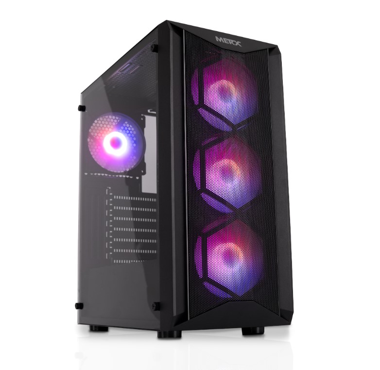 GABINETE MERX GAMER OS-100 + 4 COOLER ARGB BLACK OCTOPUS