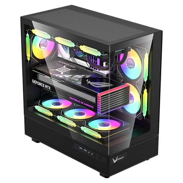 Formula V Gabinete Gamer Crystal Z8 Cosmic Black Atx + 6 Fans Frgb