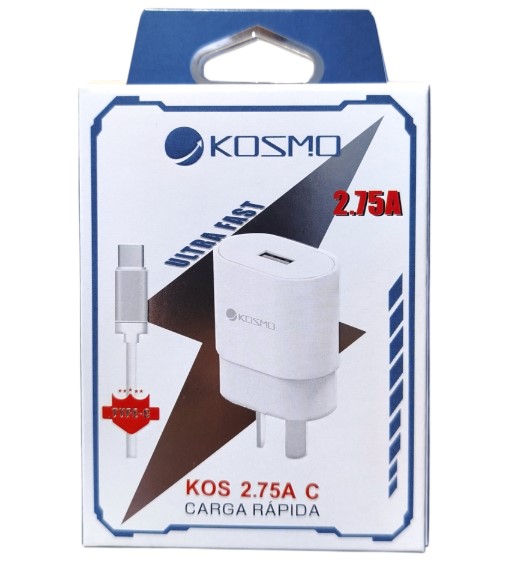 KOSMO CARGADOR VIAJERO 2.75A IPHONE LIGHTINING