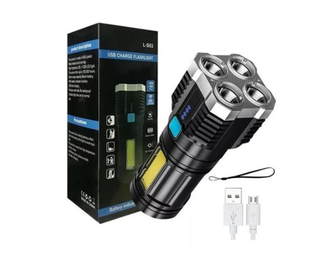 LINTERNA LS03 RECARGABLE USB 4 POSICIONES PANTALLA LED