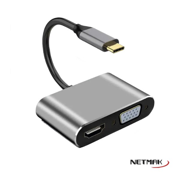 Netmak Nm-4En1 Hub Adaptador Tipo C 4 En 1 Hdmi + Usb 3.0