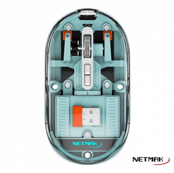 NETMAK NM-M670-B MOUSE TRANSPARENTE 2.4GHZ BLUETOOTH 5.0 AZUL