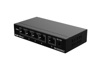 RUIJIE NETWORKS REYEE RG-ES205GC-P SWITCH ADMINISTRABLE POE 5 PUERTOS GIGABIT - 5 puertos Gigabit, 4 puertos PoE+ y 54 W