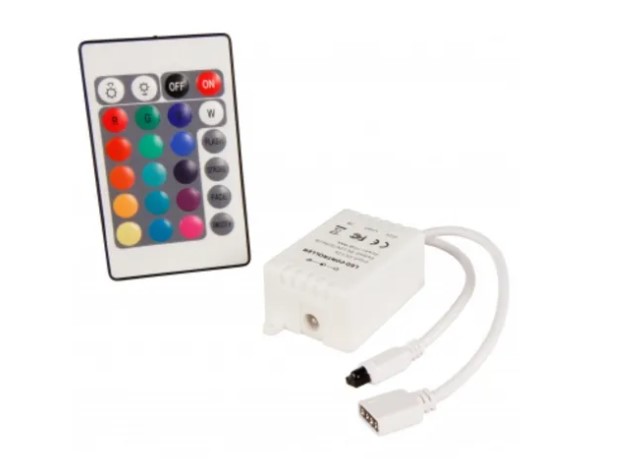 PRACTILED CONTROLADORA CONTROL REMOTO PARA TIRA RGB 24 BOTONES REPUESTO 72W