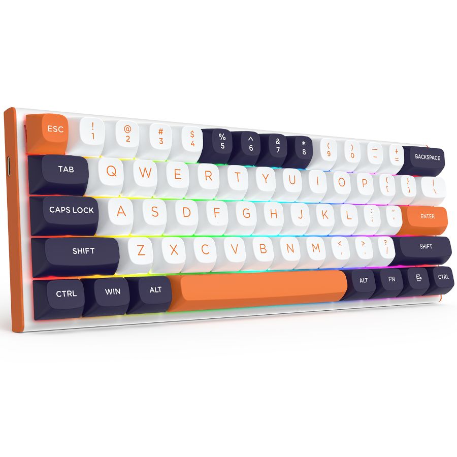 REDRAGON TECLADO MECÁNICO FIDD K683 BLANCO NARANJA NEGRO LED RGB MAGNETICO 60% USB