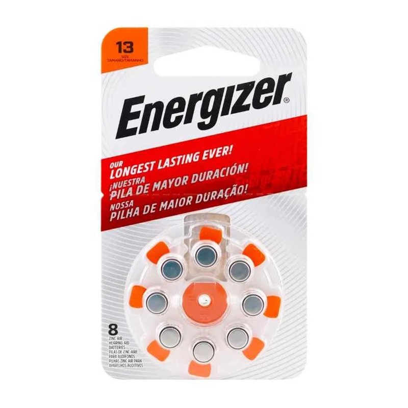 Energizer Pila De Audiologia N° 13 Audifonos Az13-8 Blister X 8U